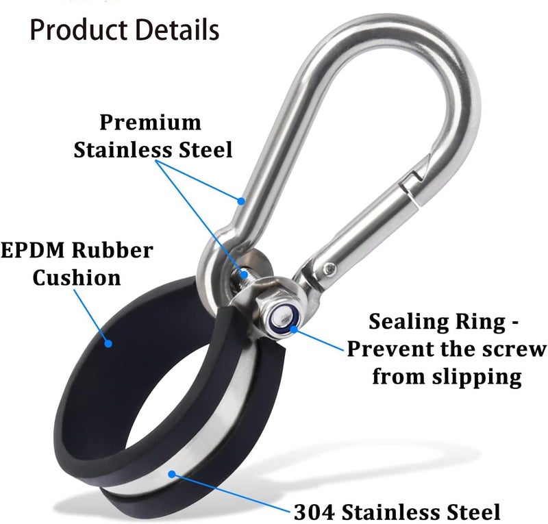 Funnytek Hanger Bracket Mounting Assembly Rubber Cushioned Stainless Steel Airpower Line Clamp for 3-in-1 Wrap Air Hose Lines for Tractor Trailer Semi Truck (4 Pcs) - Image 4